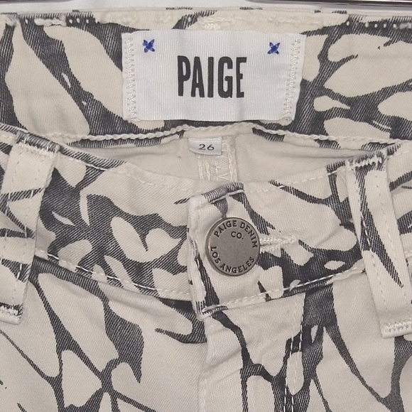 Paige Leaf Patterned Skyline Skinny Jeans Sz 26 - Picture 6 of 11